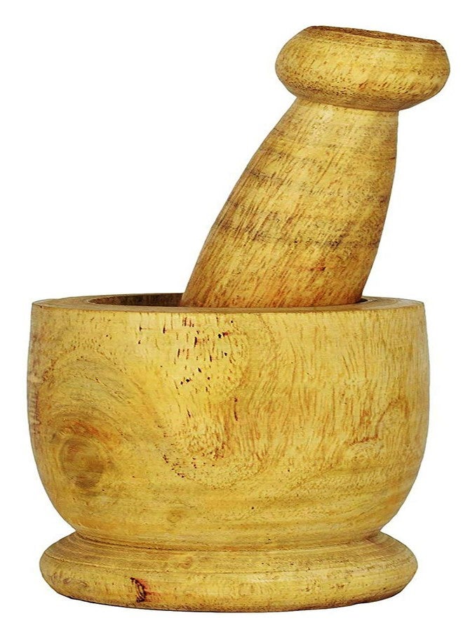 Logro Wooden Okhali and Musal Natural Wooden Okhli Spice Mixer Kharal, Ginger Garlic Crusher, Kitchen Khalbatta Masher (Big Size - 9 x 9 x 12 cm) - Image 2